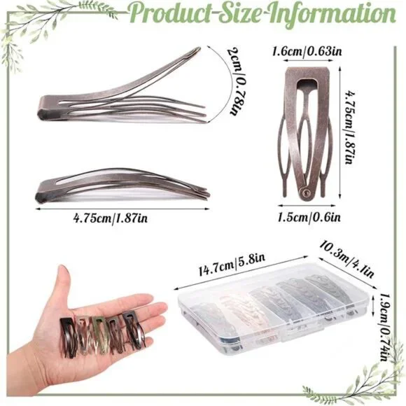 Snap Hair Clips, 5 Colors Hair Clips Metal Hair Barrettes - Picture 3 of 7